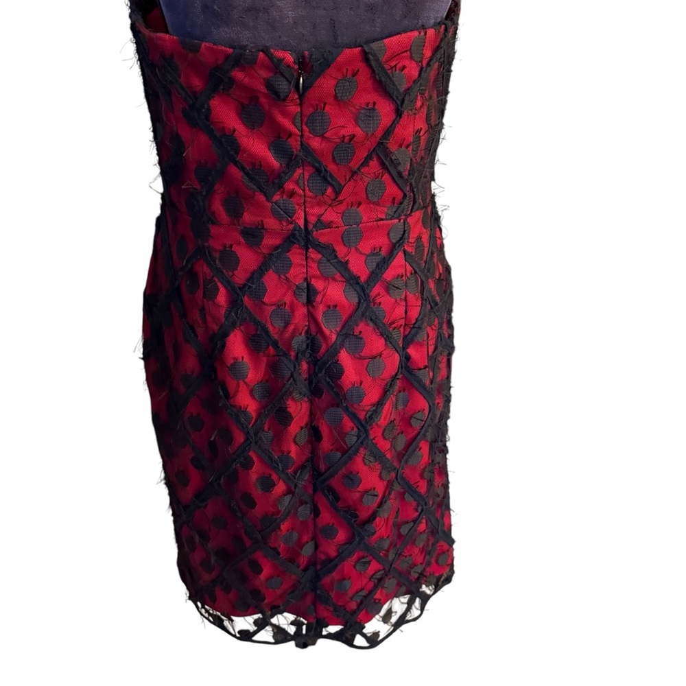 Milly Alix Black and‎ Red Midi Dress Size 12 - Picture 5 of 9